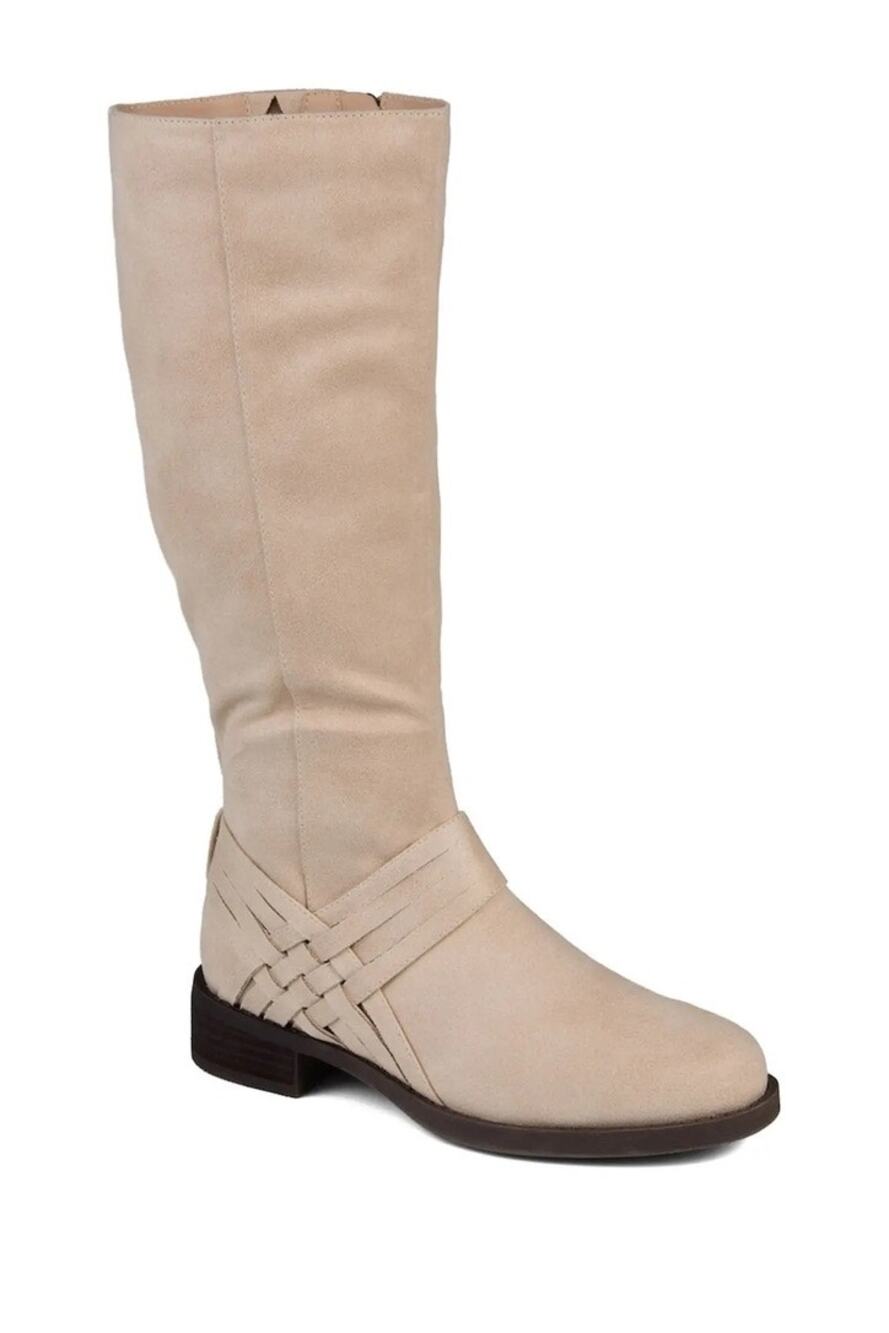 Journee Collection Meg Tall Boot Stone Cream Size Wide Calf 7